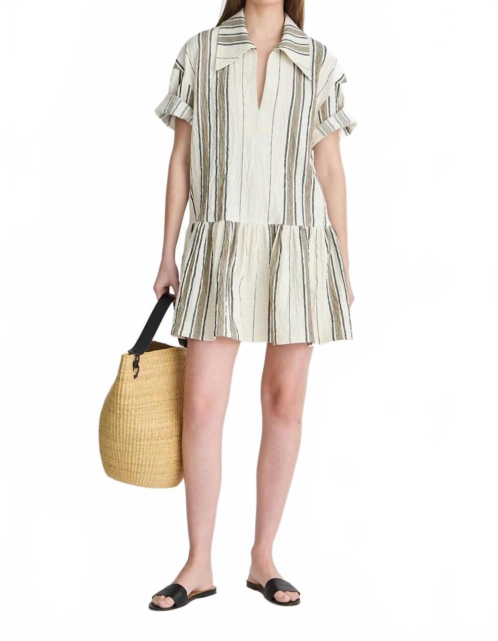 NEW APIECE APART stripe rowen mini dress in affogato